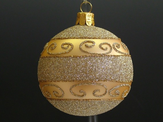 KOULE, SKLENĚNÁ, HLADKÁ, ZLATÝ MAT, DEKOR