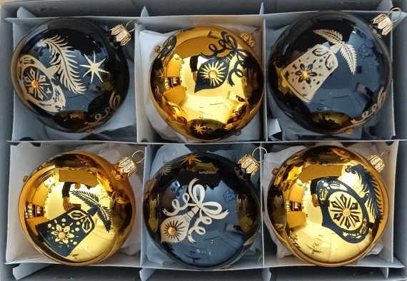 KOULE, SORTIMENT, KOMBINACE ZLATÉ A ČERNÉ BARVY, DEKOR