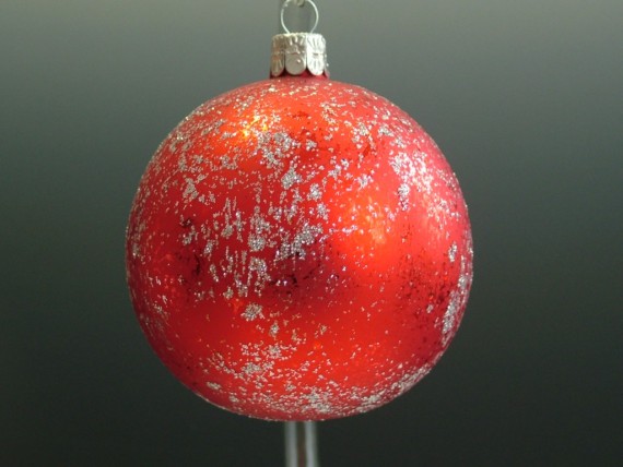 KOULE, SKLENĚNÁ, HLADKÁ, ČERVENÁ, MAT, HUBKOVANÝ DEKOR