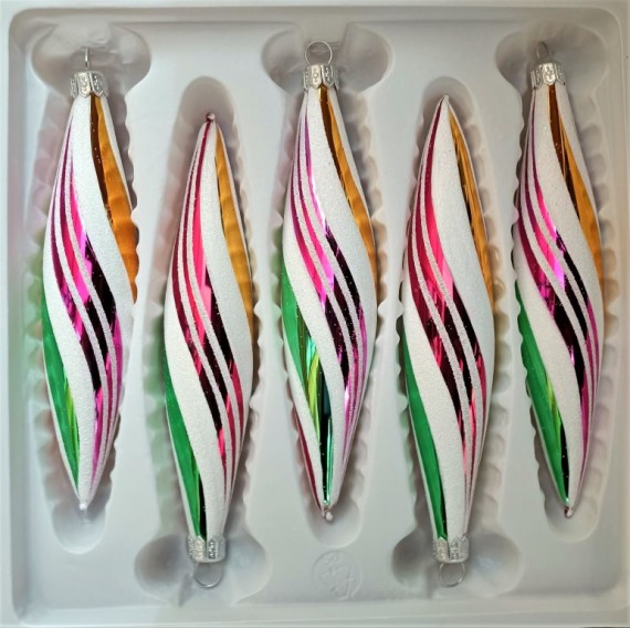 RAKETA, SKLENĚNÁ VÁNOČNÍ OZDOBA, BARVA ASS, RETRO DEKOR