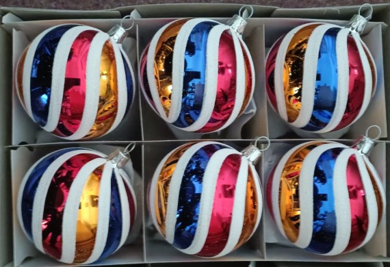 KOULE, skleněná vánoční ozdoba, retro dekor