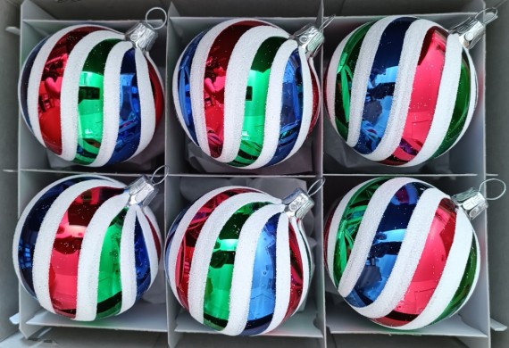 KOULE, skleněná vánoční ozdoba, retro dekor