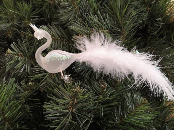 LABUŤ VELKÁ S KORUNKOU PRŮHLEDNÁ BÍLÁ, DEKOR