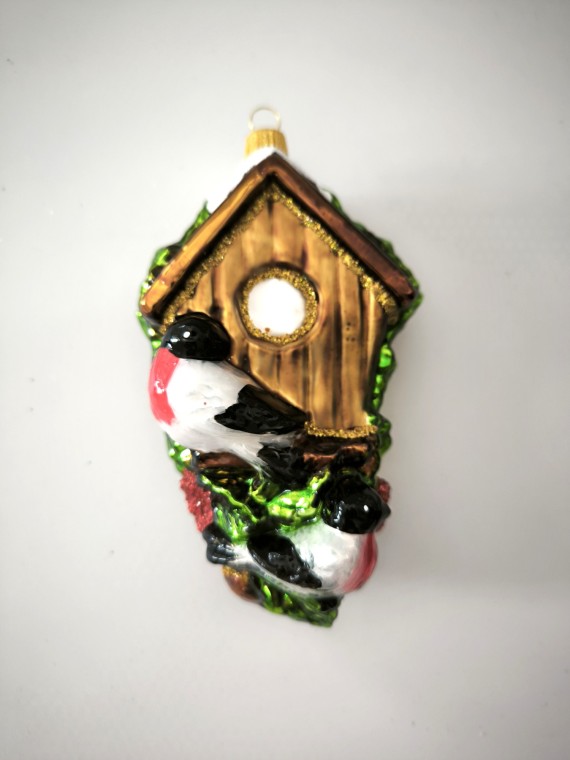 KRMÍTKO S PTÁKY, SKLENĚNÉ, FORMA, BAREVNÝ DEKOR