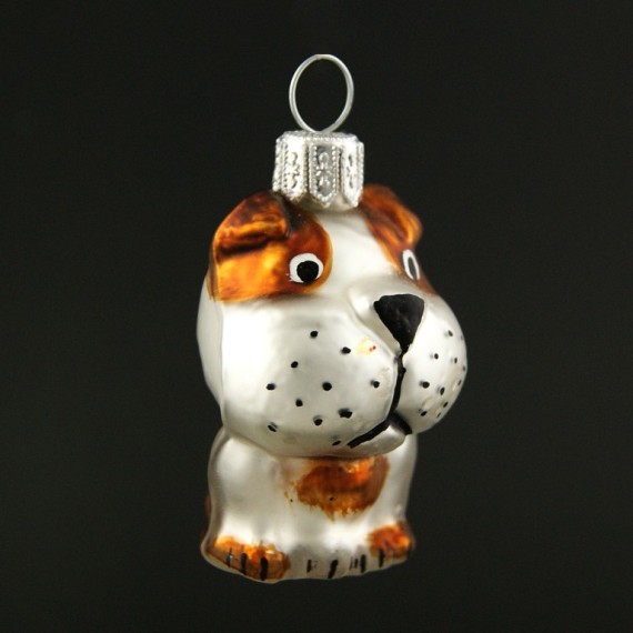 PES BULDOK, skleněný, forma, barevný dekor