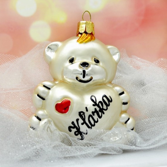 MEDVĚD SE SRDCEM VELKÝ, FORMA, ŠAMPAŇ, ČERNÝ TEXT