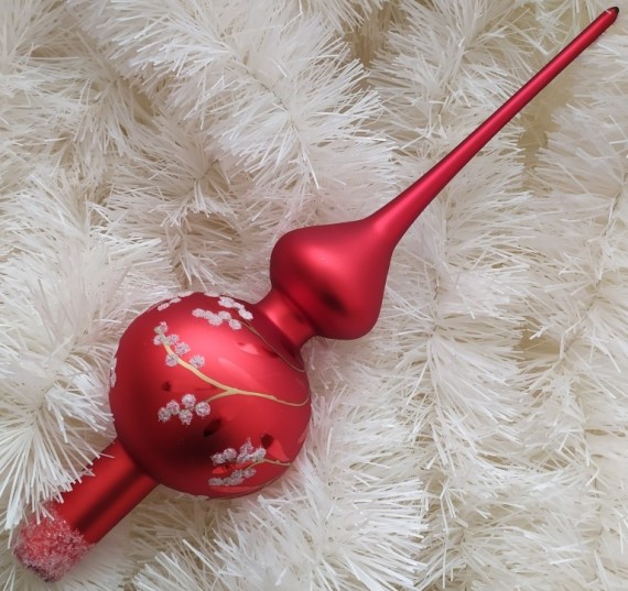 ŠPICE 1-KULOVÁ, HLADKÁ, ČERVENÁ, MAT, MALOVANÝ VĚTVIČKOVÝ DEKOR