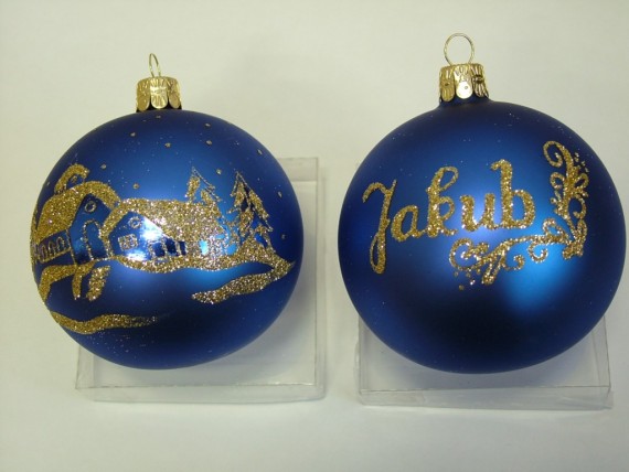 KOULE TM. MODRÁ, MAT, CHALOUPKA, ZLATÝ POSYP