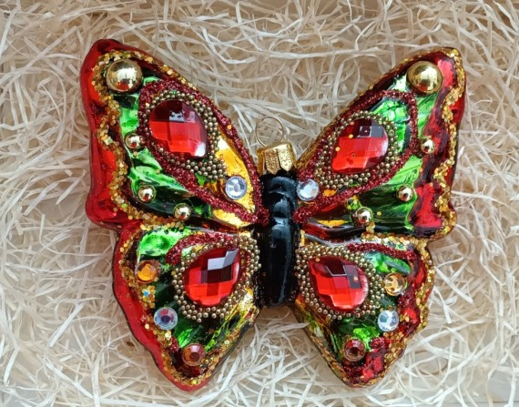 MOTÝL, forma, barevný dekor s kamínky