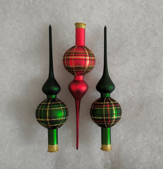 ŠPICE 1-KULOVÁ, skleněná, barevný mat, dekor káro