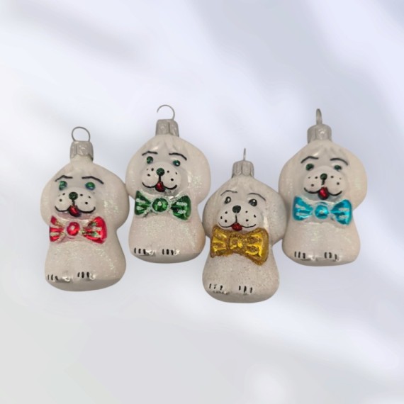 PES S MAŠLÍ, FORMA, BÍLÝ, BAREVNÝ DEKOR