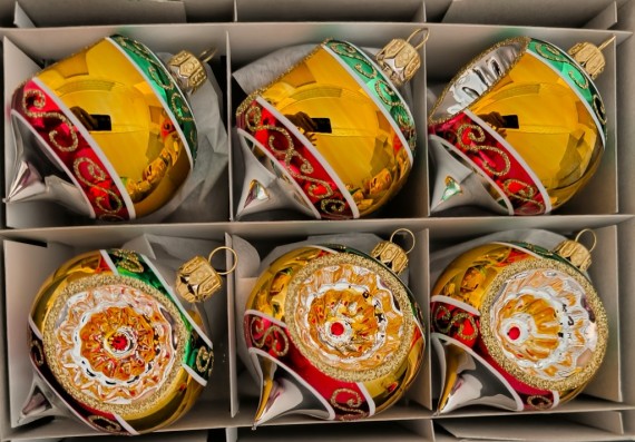 CIBULE REFLEKTOR, skleněná, barevný retro dekor