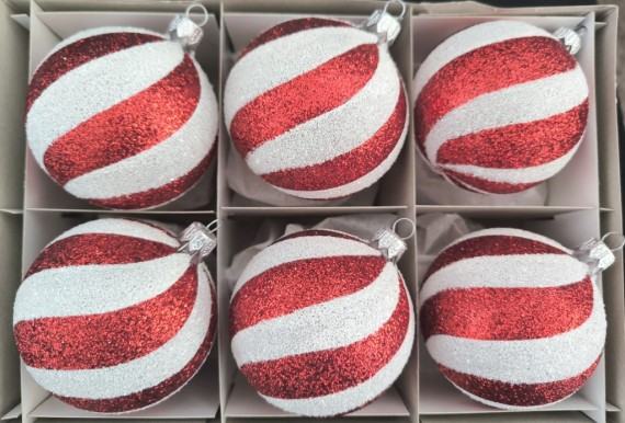 KOULE, skleněná, čirá, sypaný barevný dekor