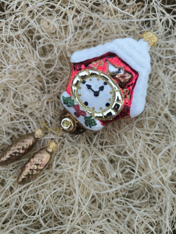 HODINY S KUKAČKOU MENŠÍ, SKLENĚNÉ, FORMA, BAREVNÝ DEKOR