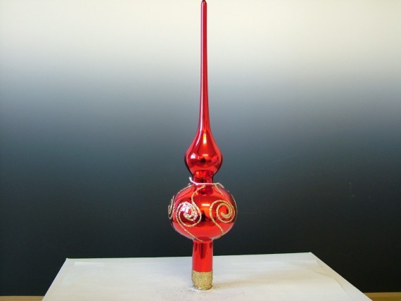 ŠPICE 1-KULOVÁ, ČERVENÁ, LESK, ZLATÝ DEKOR