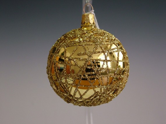 KOULE, SKLENĚNÁ, HLADKÁ, ZLATÁ, LESK, DEKOR