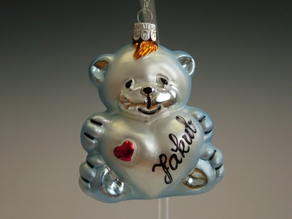 MEDVĚD SE SRDCEM VELKÝ, FORMA, SVĚTLE MODRÝ MAT, ČERNÝ TEXT