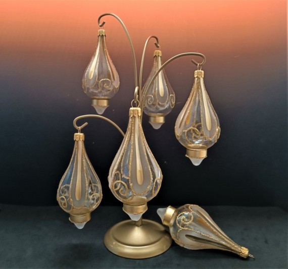 ŽEZLO, skleněné, forma, čirá, zlatý dekor