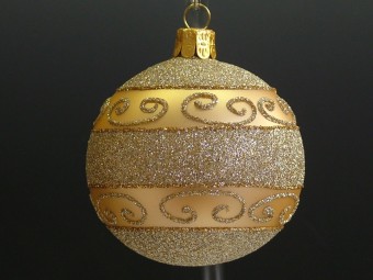 KOULE, SKLENĚNÁ, HLADKÁ, ZLATÝ MAT, DEKOR