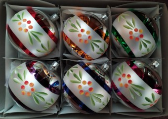 KOULE, skleněná, hladká, lesk, malovaný barevný dekor ass