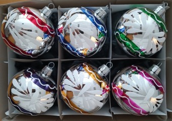 KOULE, skleněná, hladká, lesk, barva ass, dekor