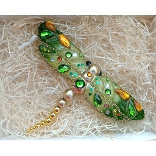 VÁŽKA, skleněná, forma, barevný dekor s kamínky