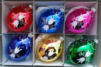 OLIVA VELKÁ, SKLENĚNÁ OZDOBA, BARVA ASS, DEKOR