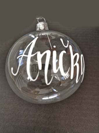 KOULE/SADA ČIRÁ, LESK, BÍLÝ PSANÝ TEXT 6ks