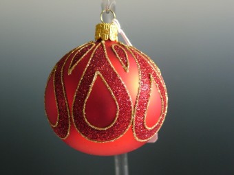 KOULE, SKLENĚNÁ, HLADKÁ, ČERVENÁ, MAT, DEKOR