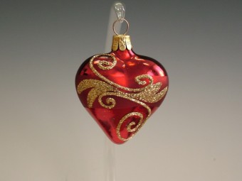 SRDCE, FORMA, HLADKÉ, BORDÓ, LESK, ZLATÝ DEKOR