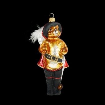 KOCOUR V BOTÁCH, SKLENĚNÁ FORMA, BAREVNÝ DEKOR