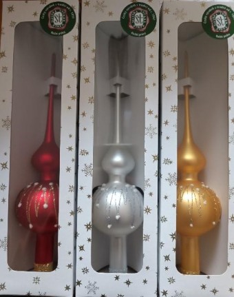 ŠPICE 1-KULOVÁ, SKLENĚNÁ OZDOBA, BAREVNÁ, DEKOR