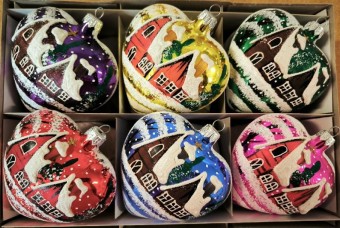 SRDCE VELKÉ, skleněné, barva ass, zimní chaloupky