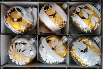 KOULE/SORTIMENT, 6 retro vzorů v jedné barvě, 7 cm