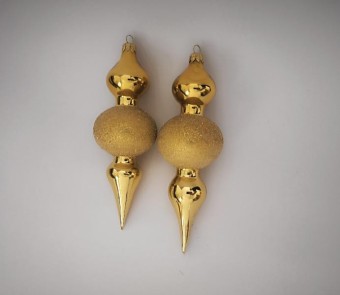 OBRÁCENÁ 2-KULOVÁ ŠPIČKA, VOLNĚ FOUKANÝ TVAR, ZLATÝ DEKOR